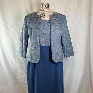 R&M Richard’s Blue Sequence Women’s Two Piece Dress and Blazer
